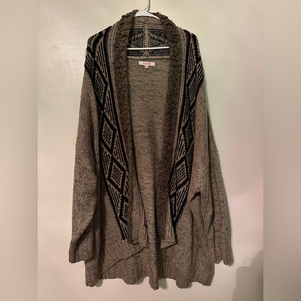 Simply Be | Faux Fur Trim Brown Maxi Cardigan | Size 20/22